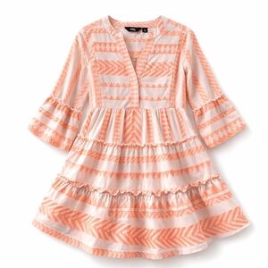 Lands’ End Embroidered Peach Boho Dress Size L Summer Casual Prairie